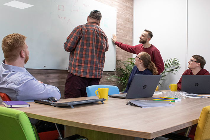 Moirae Creative team working on a strategy - marketing agency doncaster