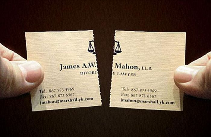 Image of tearable lawyer card torn