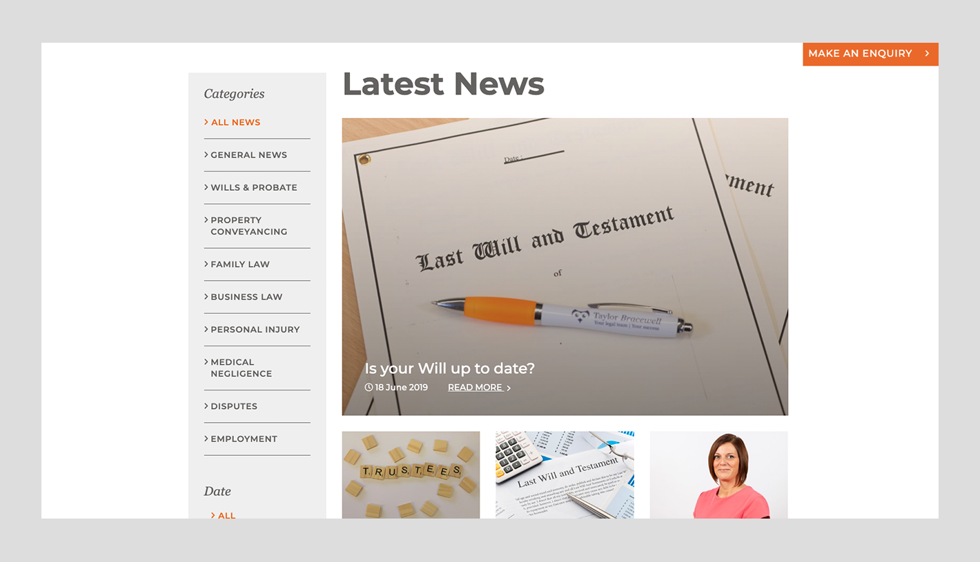 TAYLOR BRACEWELL DONCASTER & SHEFFIELD WEBSITE DESIGN 