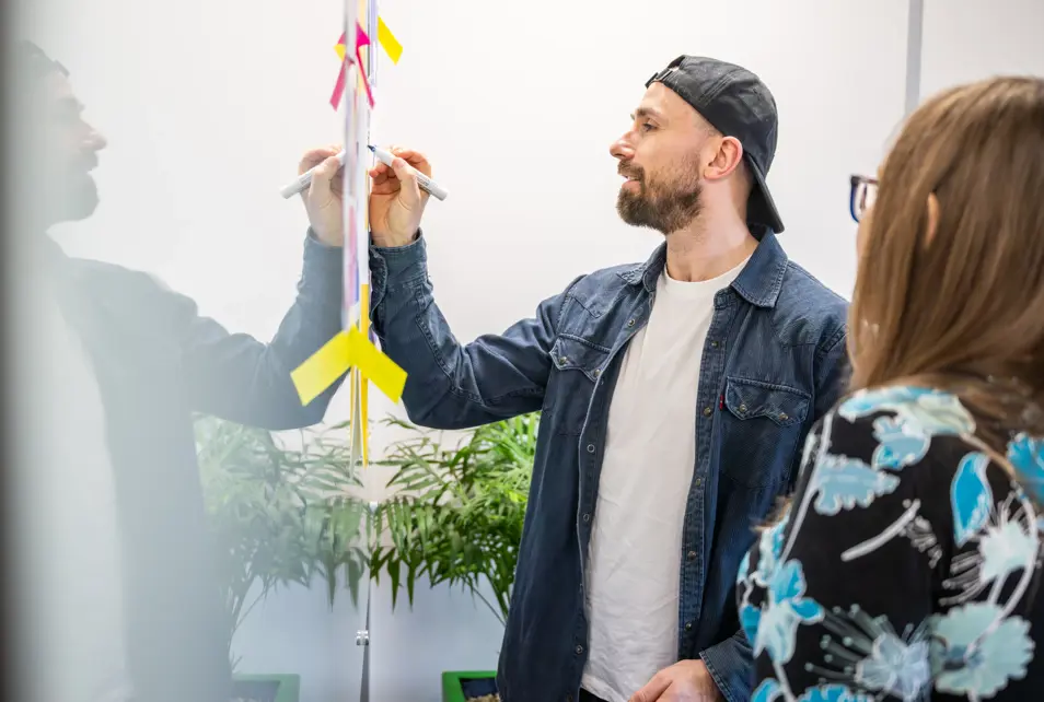 Graphic Designer presenting Marketing plan
