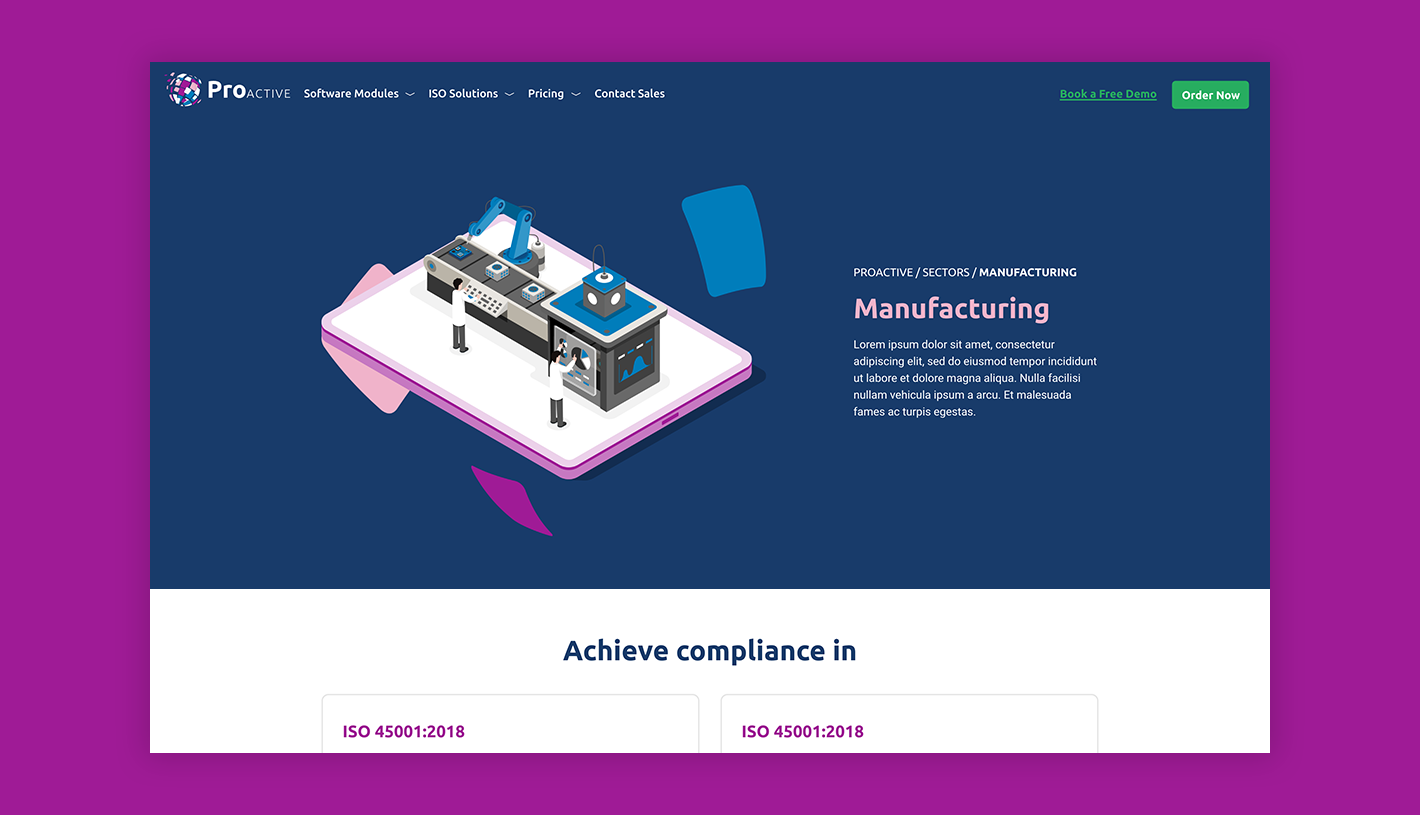Proactive Microsite Sector Page