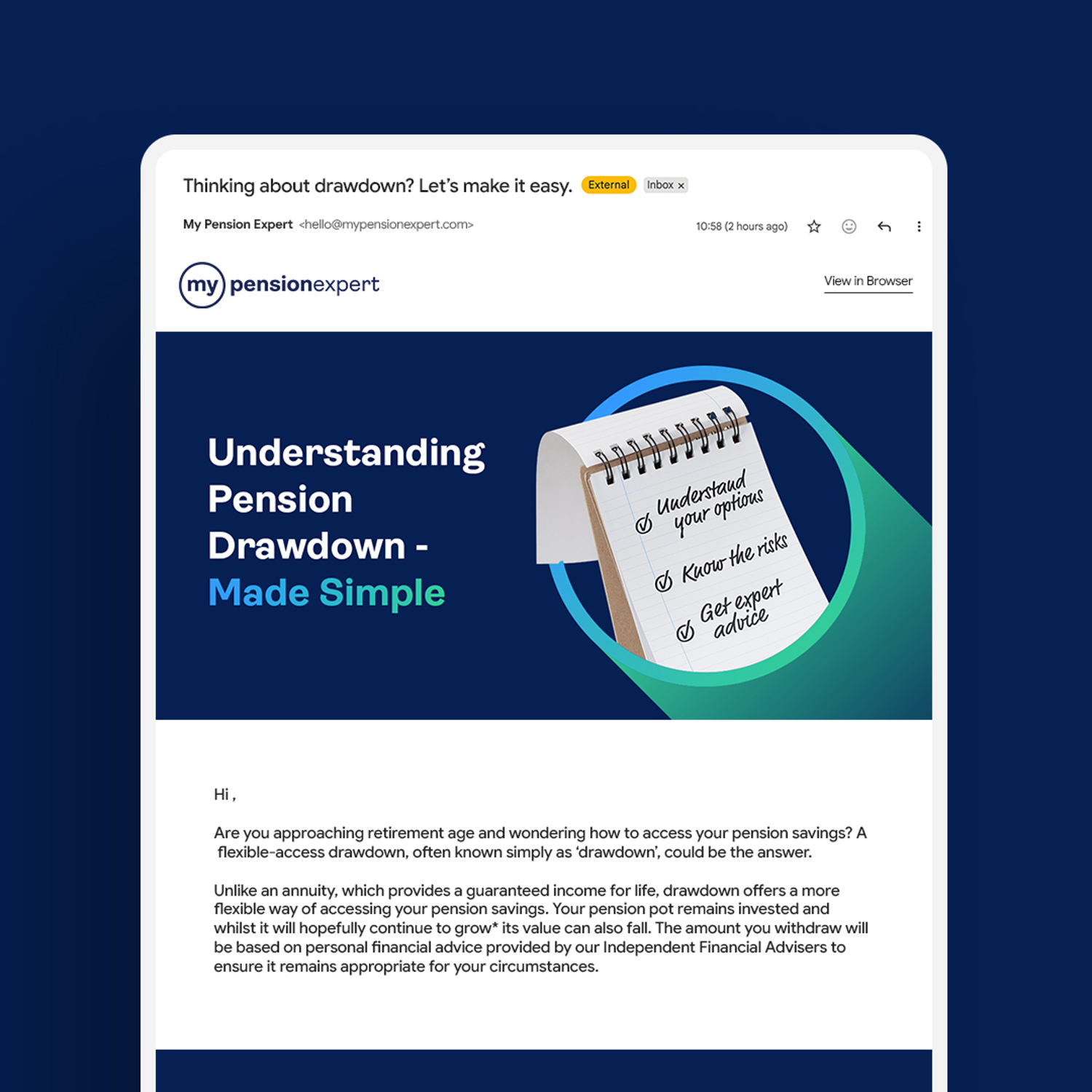 Pension Email Campaign